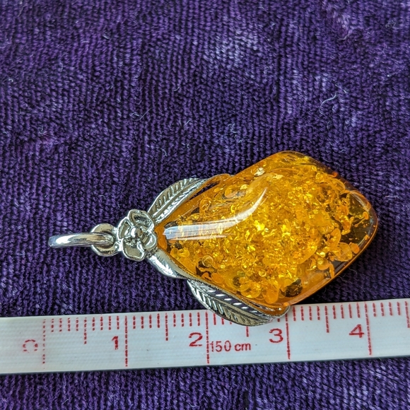 Exotic Asymmetric Pendant With Rich Fancy Yellow Amber - Picture 5 of 8